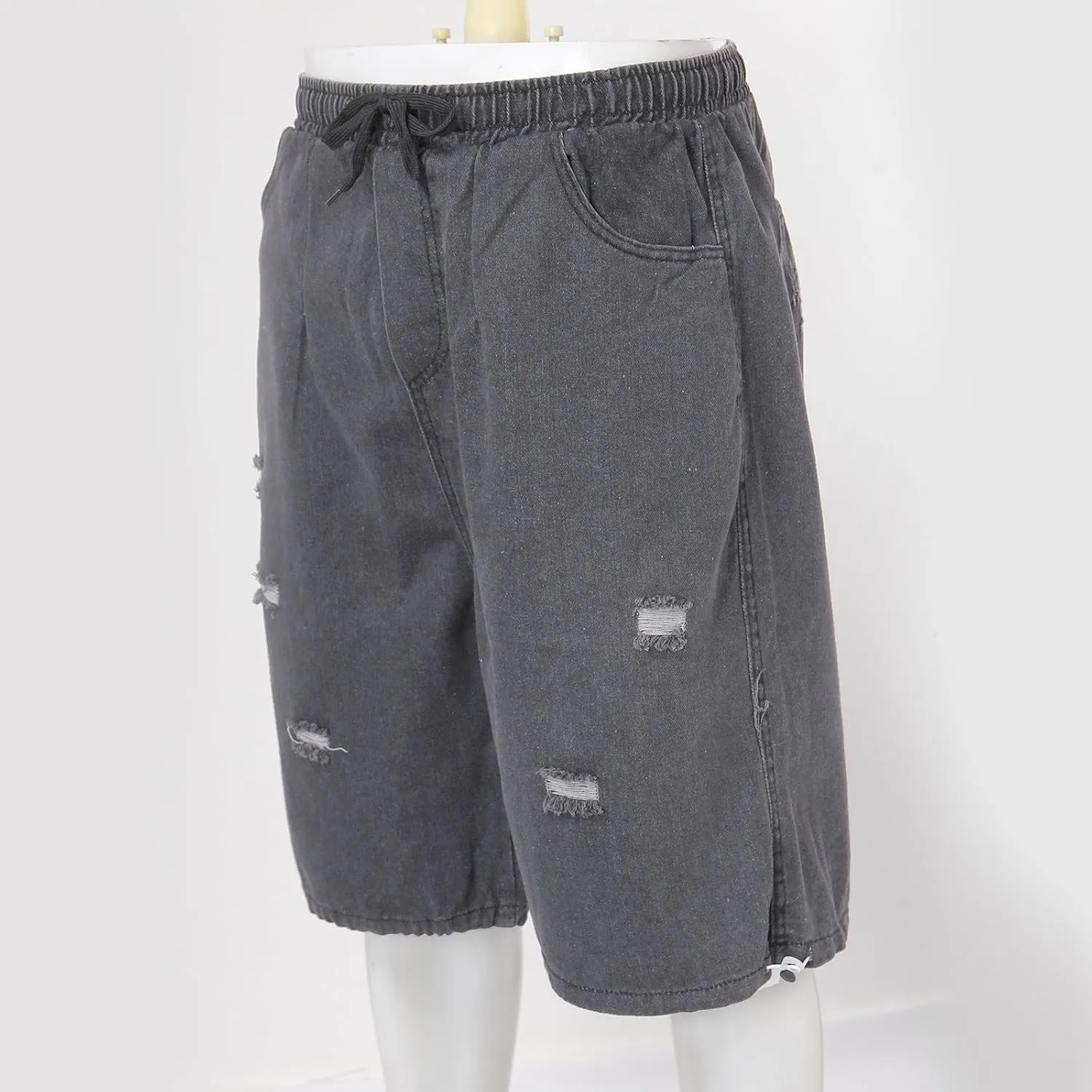 Men's Loose Hip Hop Long Jean Shorts Work Denim Shorts with Pockets Casual Summer Trendy Outfits