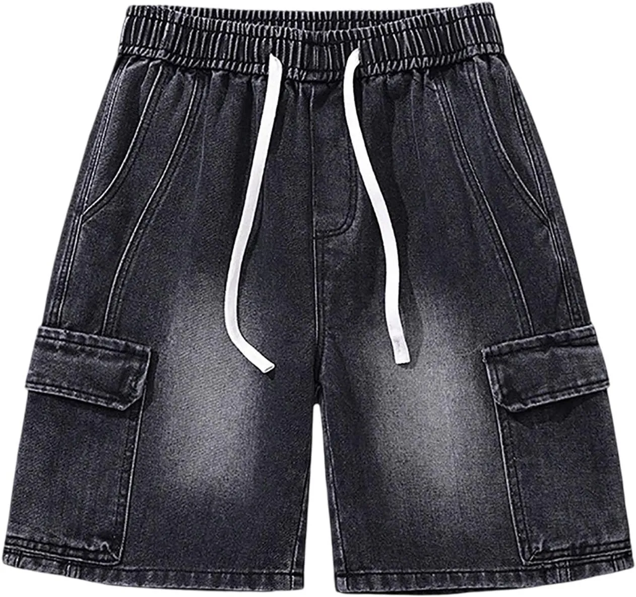 Men's Loose Hip Hop Long Jean Shorts Work Denim Shorts with Pockets Casual Summer Trendy Outfits
