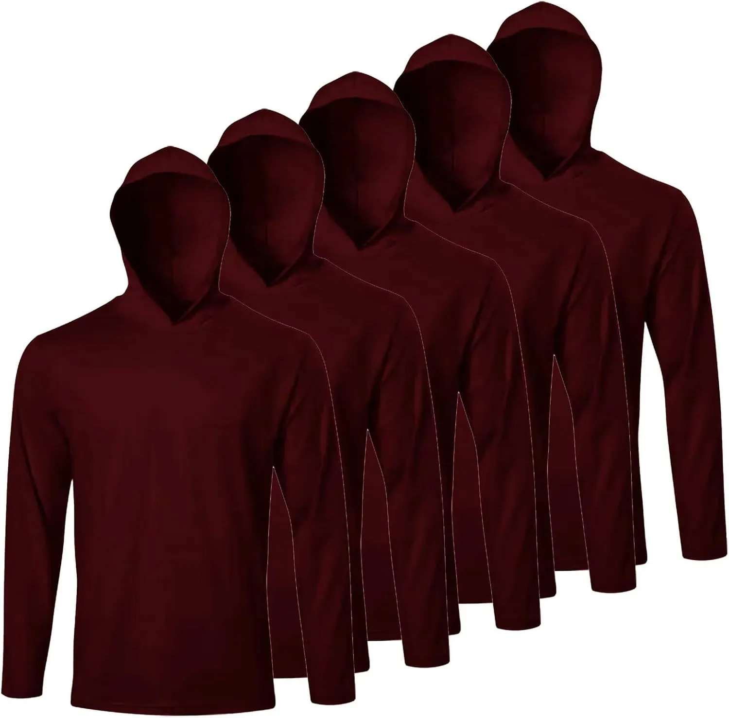 Men's Pack Dry-Fit UV Moisture Wicking Shirts UPF 50  Breathable Long Sleeve Tees Sun Protection T-Shirt with Hood