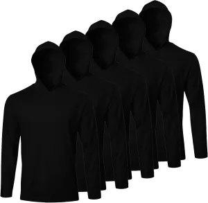 Men's Pack Dry-Fit UV Moisture Wicking Shirts UPF 50  Breathable Long Sleeve Tees Sun Protection T-Shirt with Hood
