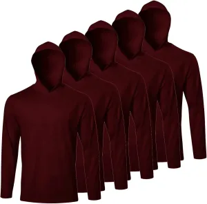 Men's Pack Dry-Fit UV Moisture Wicking Shirts UPF 50  Breathable Long Sleeve Tees Sun Protection T-Shirt with Hood