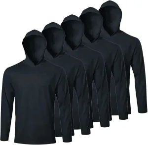 Men's Pack Dry-Fit UV Moisture Wicking Shirts UPF 50  Breathable Long Sleeve Tees Sun Protection T-Shirt with Hood