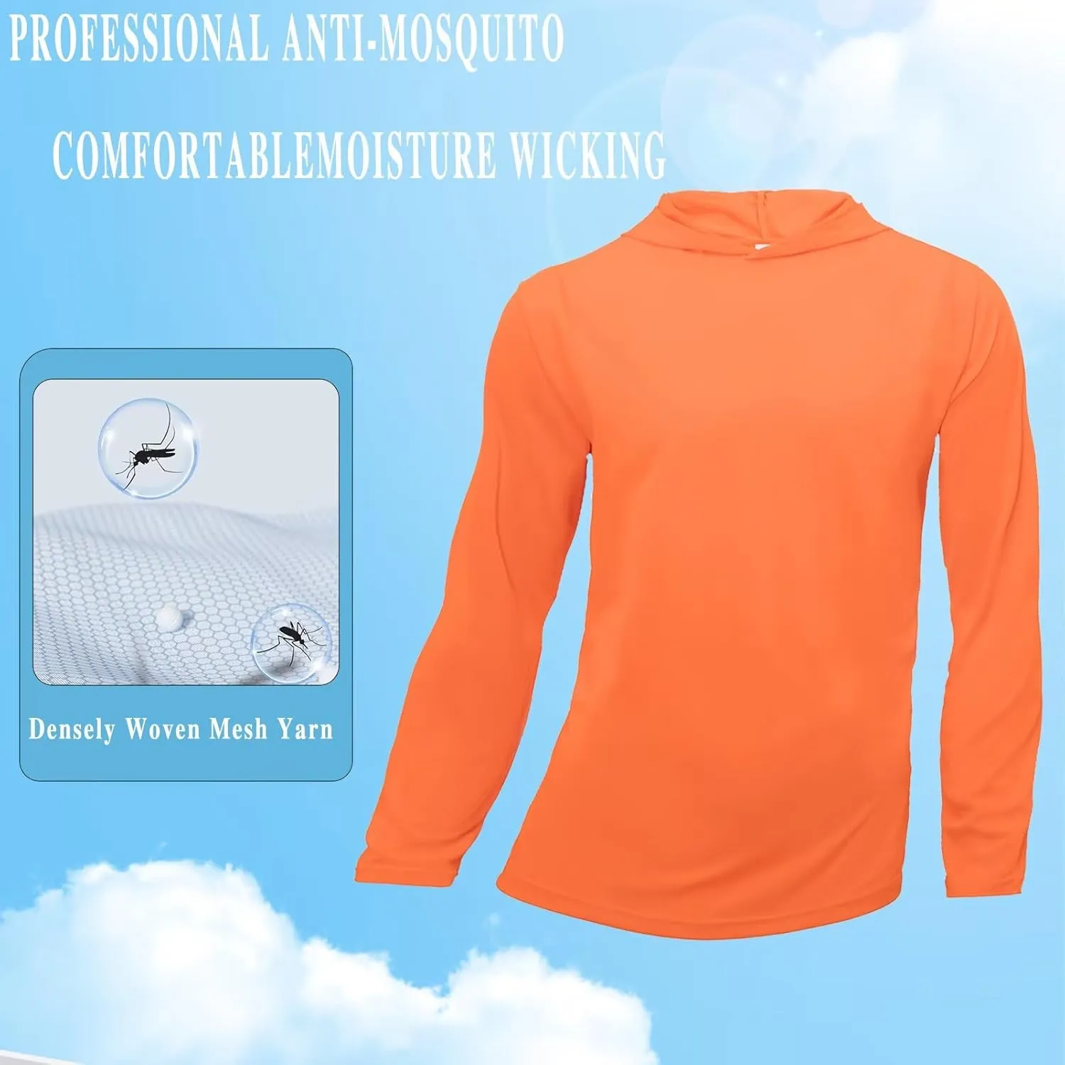 Men's Pack Dry-Fit UV Moisture Wicking Shirts UPF 50  Breathable Long Sleeve Tees Sun Protection T-Shirt with Hood