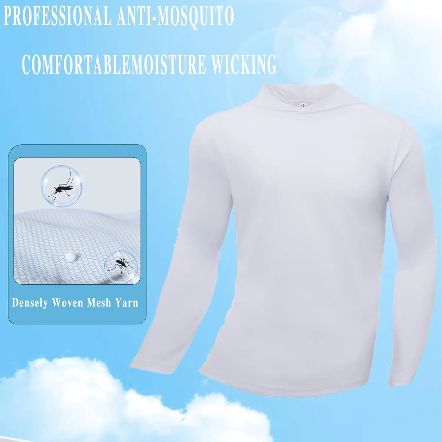 Men's Pack Dry-Fit UV Moisture Wicking Shirts UPF 50  Breathable Long Sleeve Tees Sun Protection T-Shirt with Hood