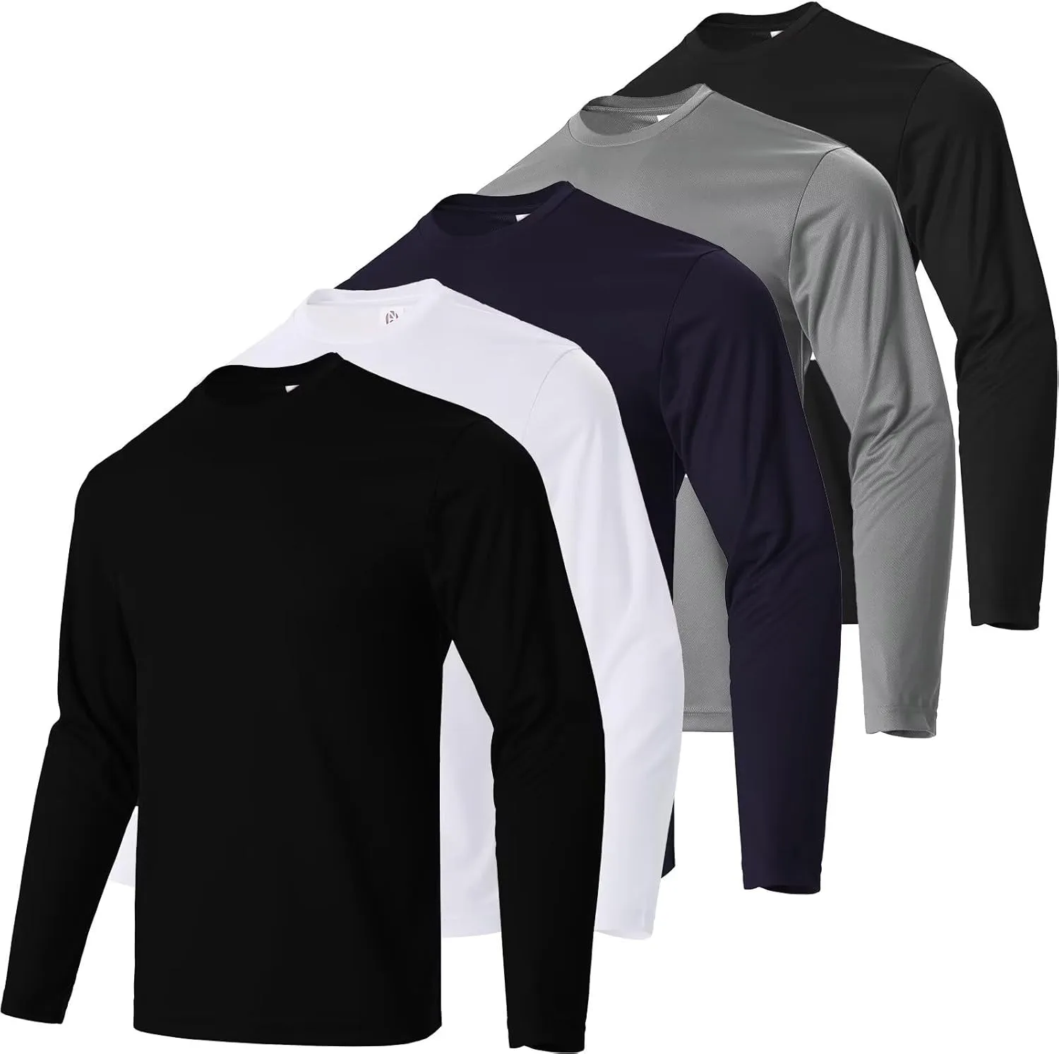 Men's Pack Dry-Fit UV Moisture Wicking Shirts UPF 50  Breathable Long Sleeve Tees Sun Protection T-Shirt with Hood