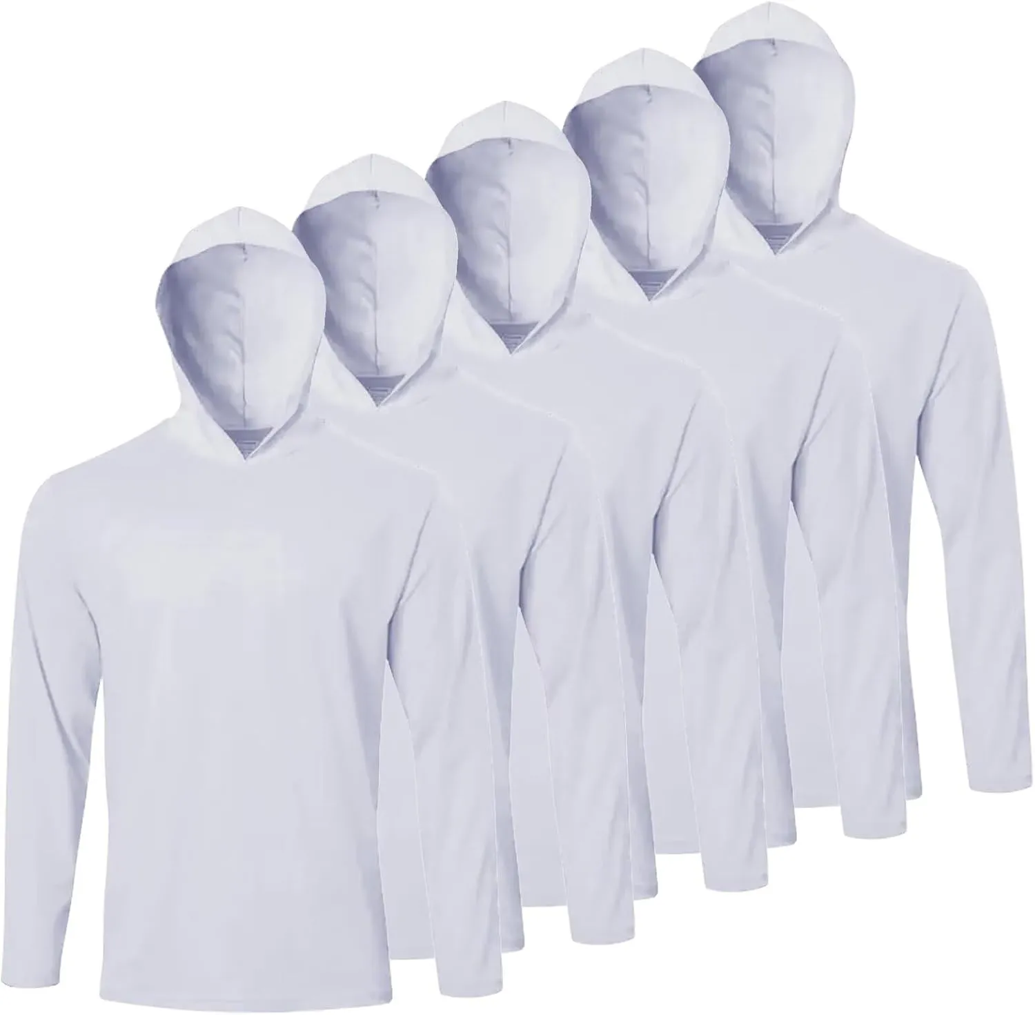 Men's Pack Dry-Fit UV Moisture Wicking Shirts UPF 50  Breathable Long Sleeve Tees Sun Protection T-Shirt with Hood