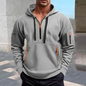 Men's Quarter Zip Pullover Men Long Sleeve Workout Hoodie Vintage Tactical Jacket Winter Sweater Coats