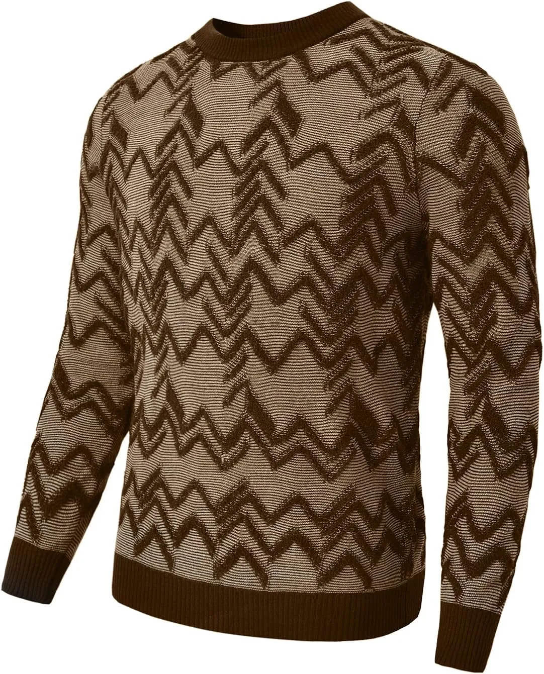 Men's Retro Argyle Sweater Long Sleeve Slim Fit Crewneck Pullover Sweater