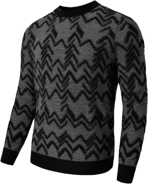 Men's Retro Argyle Sweater Long Sleeve Slim Fit Crewneck Pullover Sweater