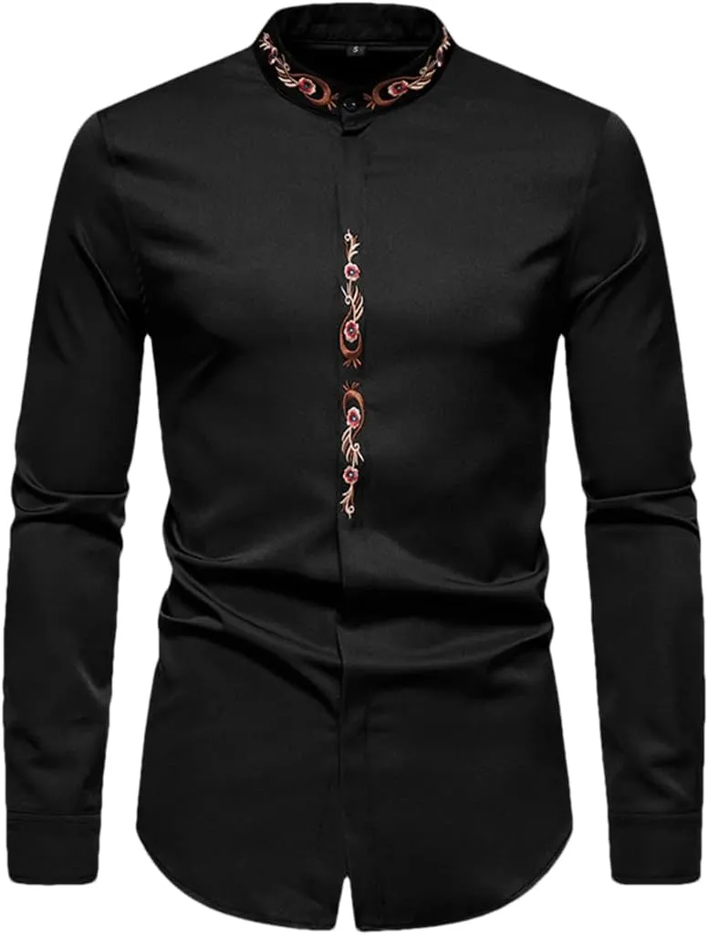 Men's Royal Blue Dress Shirts Male Long Sleeve Business Casual Button Down Shirt with Pocket