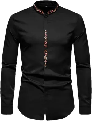 Men's Royal Blue Dress Shirts Male Long Sleeve Business Casual Button Down Shirt with Pocket