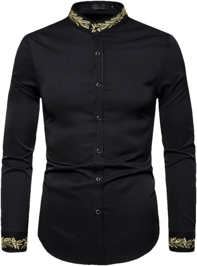 Men's Royal Blue Dress Shirts Male Long Sleeve Business Casual Button Down Shirt with Pocket