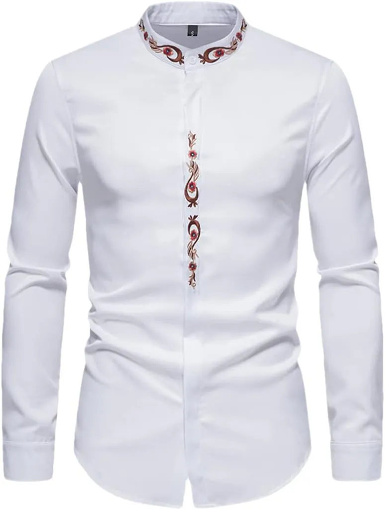 Men's Royal Blue Dress Shirts Male Long Sleeve Business Casual Button Down Shirt with Pocket