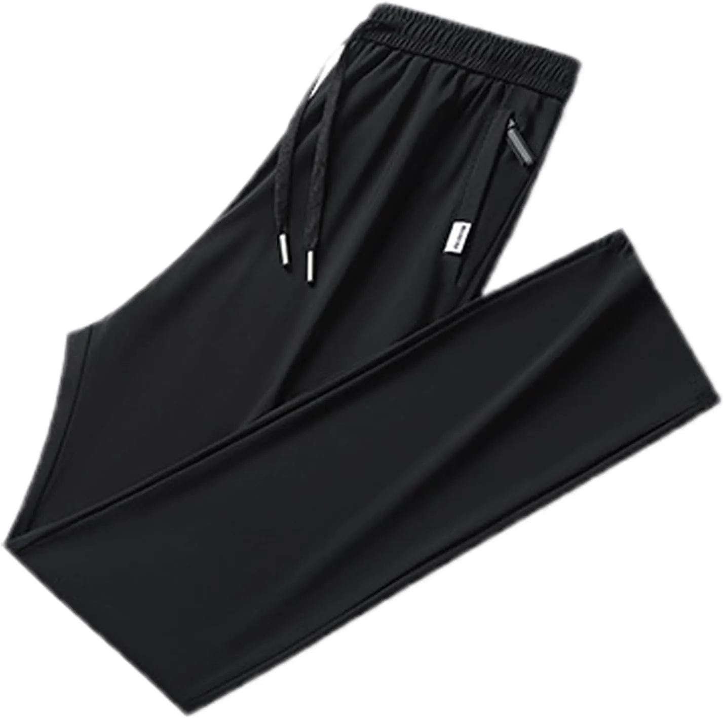 Men's Straight Leg Ice Silk Pants Elastic High Waist Breathable Active Pants Quick Drying Loose-Fit Sports Trousers