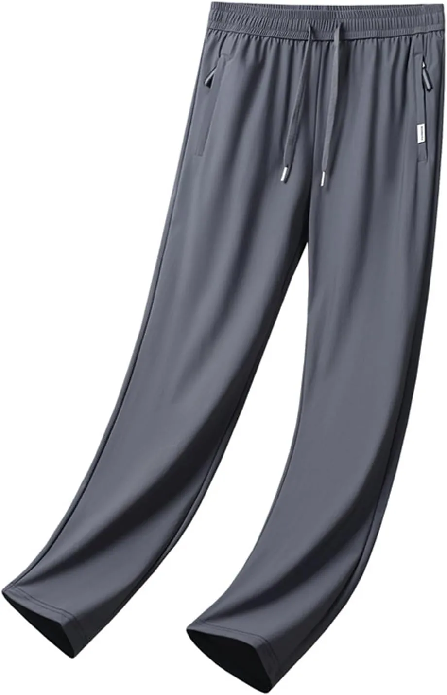 Men's Straight Leg Ice Silk Pants Elastic High Waist Breathable Active Pants Quick Drying Loose-Fit Sports Trousers