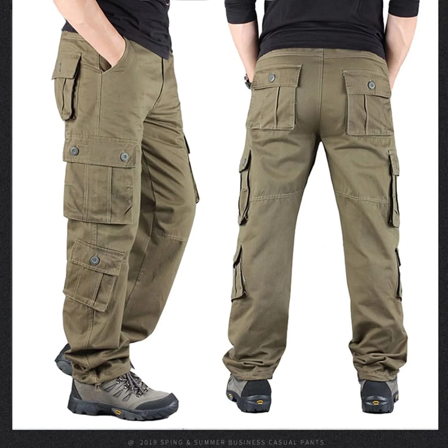 Men's Tactical Hiking Work Trousers, Water Repellent Ripstop Cargo Pants, Lightweight EDC Outdoor Camping Walking Trousers