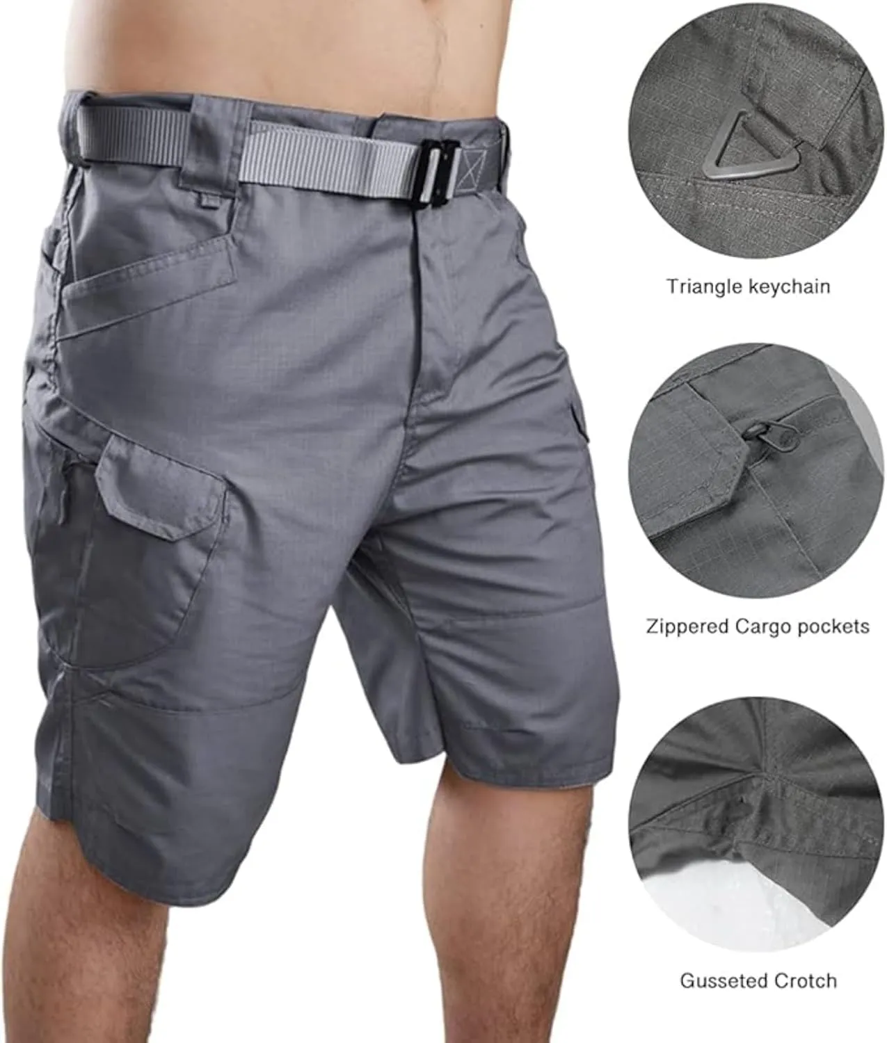 Mens Tactical Shorts 7 Inch Inseam Waterproof Hiking Fishing Breathable Quick Dry Cargo Pants Multi Pockets