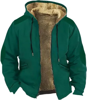 Men's Western Vintage Print Sherpa Fleece Lined Jackets Faux Cozy Outerwear Windproof Varsity Coat with Pocket