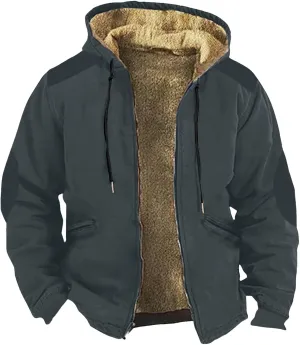 Men's Western Vintage Print Sherpa Fleece Lined Jackets Faux Cozy Outerwear Windproof Varsity Coat with Pocket