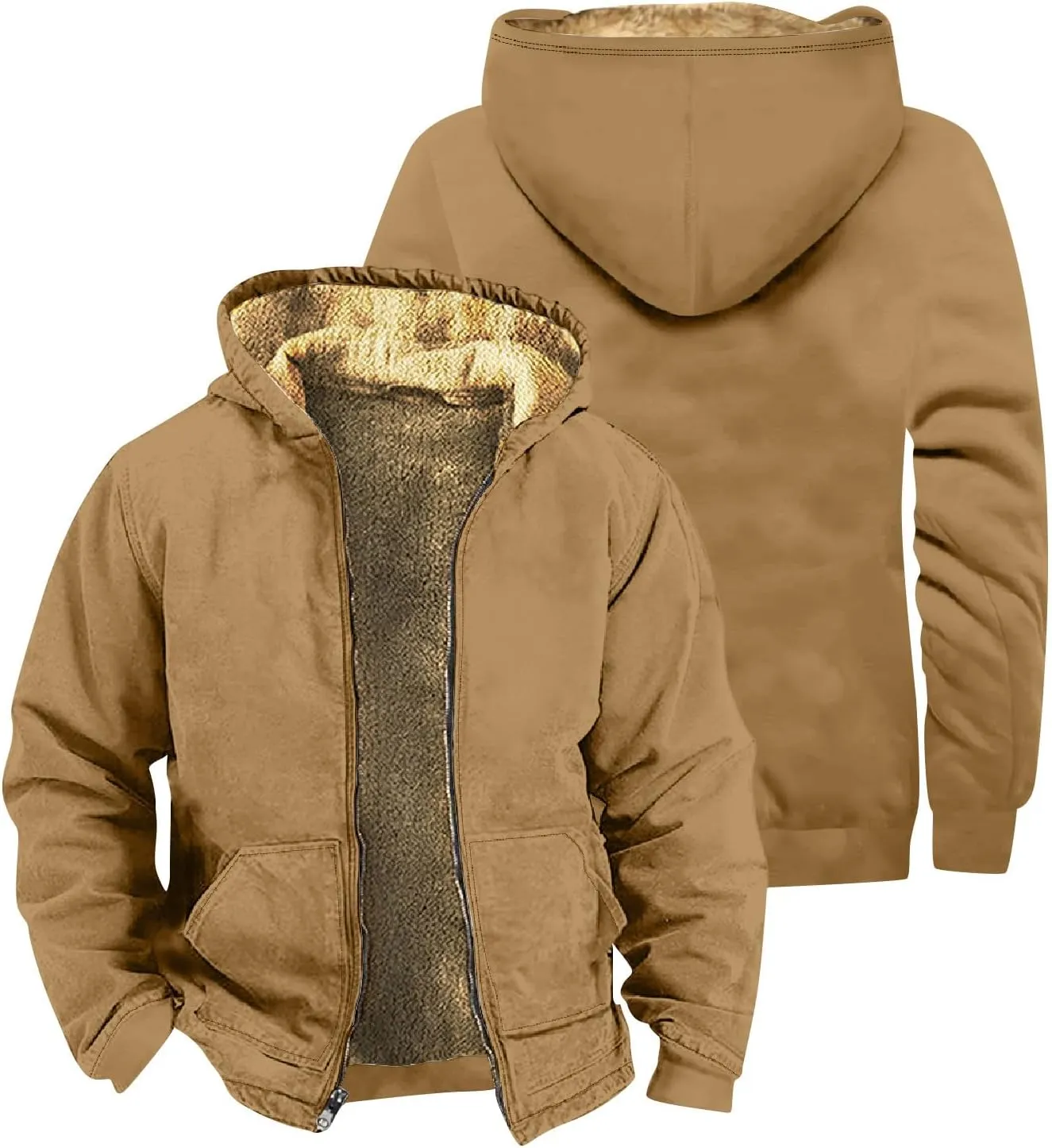 Men's Western Vintage Print Sherpa Fleece Lined Jackets Faux Cozy Outerwear Windproof Varsity Coat with Pocket