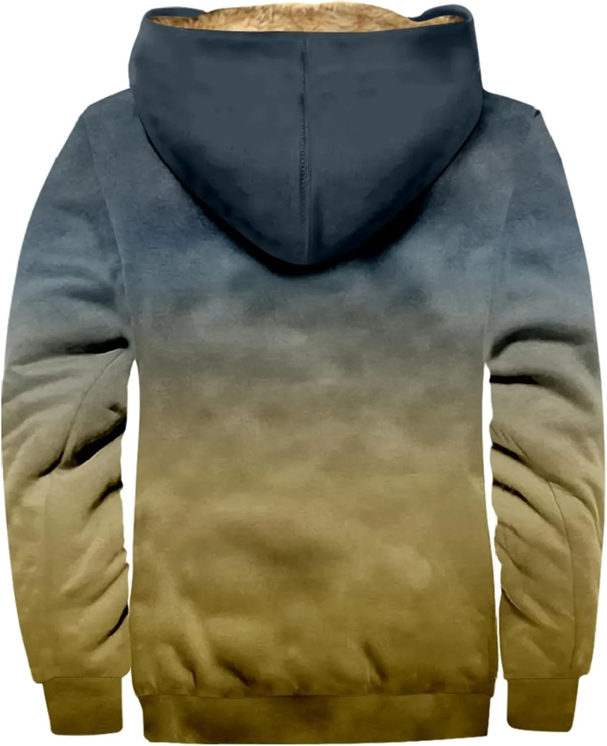 Men's Western Vintage Print Sherpa Fleece Lined Jackets Parka Warm Jacket Outerwear Windbreaker Varsity Coat Hooded