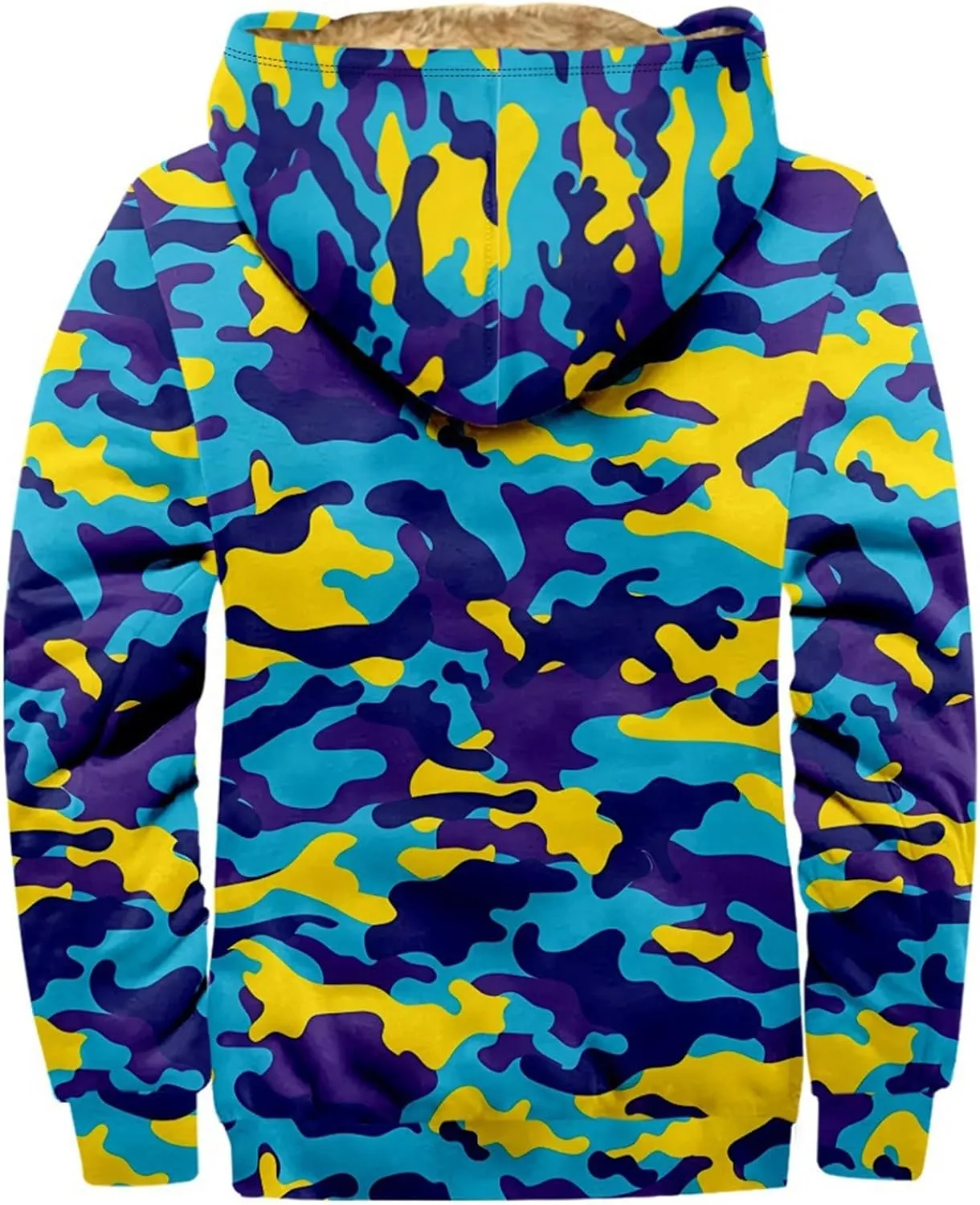 Men's Western Vintage Print Sherpa Fleece Lined Jackets Parka Warm Puffer Jacket Quilted Down Casual Hoodies Hooded