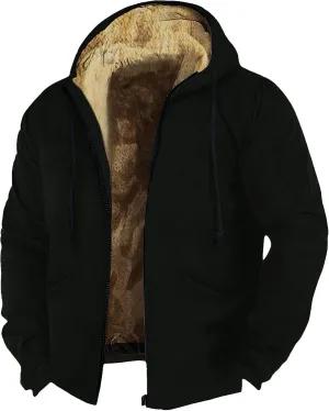 Men's Western Vintage Print Sherpa Fleece Lined Jackets Parka Warm Tactical Jackets Windbreaker Varsity Coat Hooded