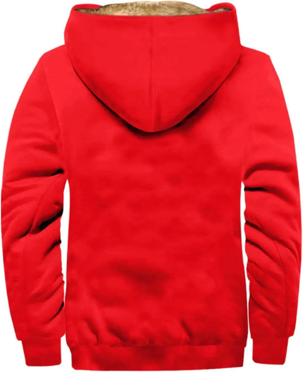 Mens Winter Coats Sherpa Fleece Lined Long Sleeve Hoodies Vintage Print Zipper Coats Casual Loose Jackets