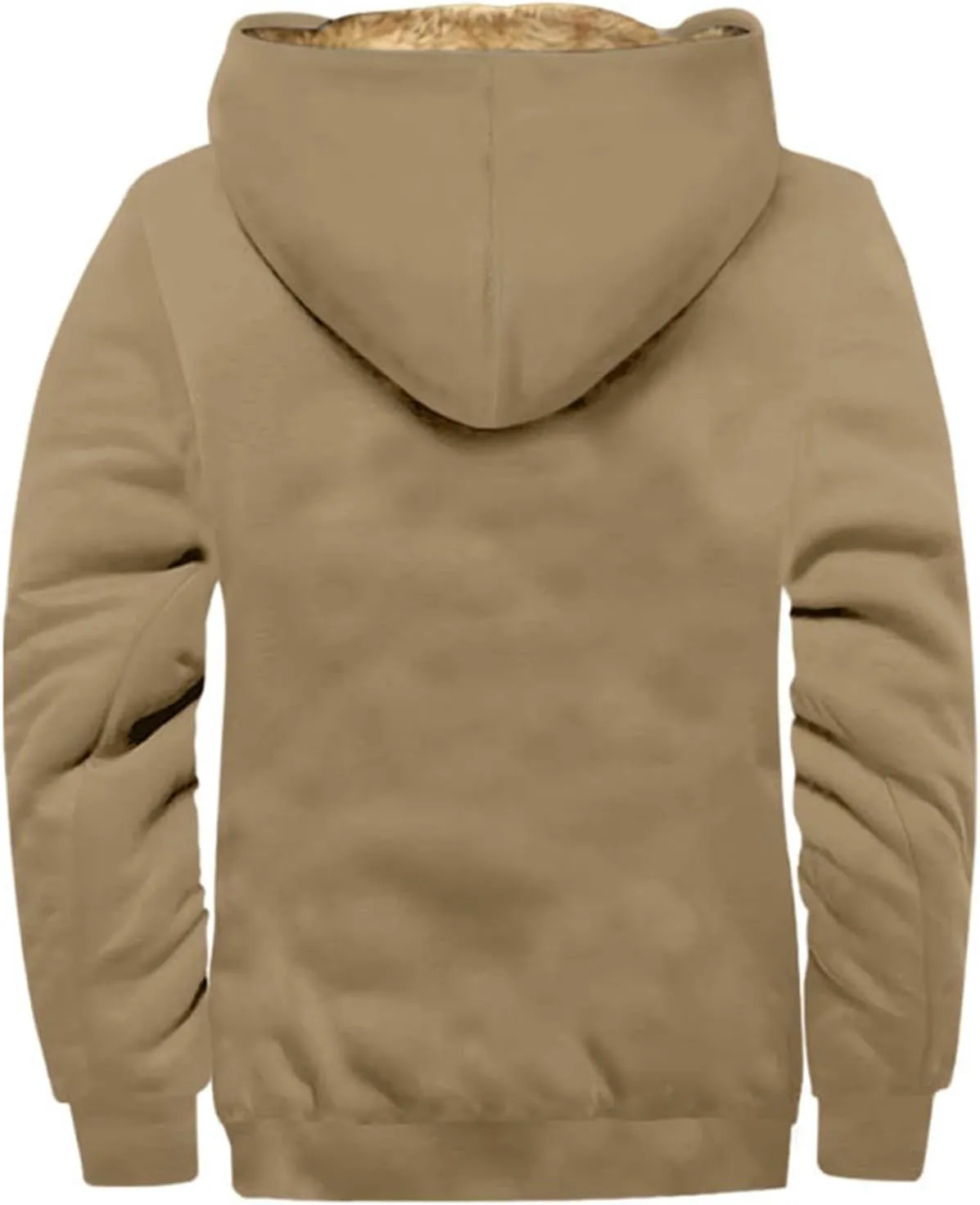 Mens Winter Coats Sherpa Fleece Lined Long Sleeve Hoodies Vintage Print Zipper Coats Casual Loose Jackets