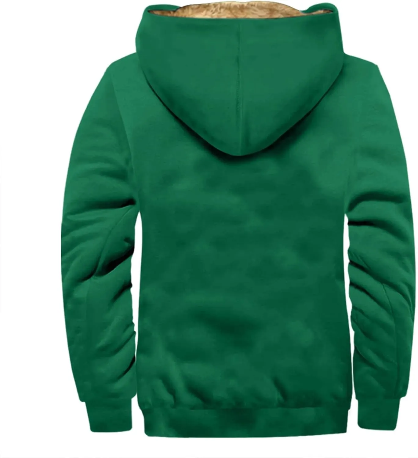 Mens Winter Coats Sherpa Fleece Lined Long Sleeve Hoodies Vintage Print Zipper Coats Casual Loose Jackets