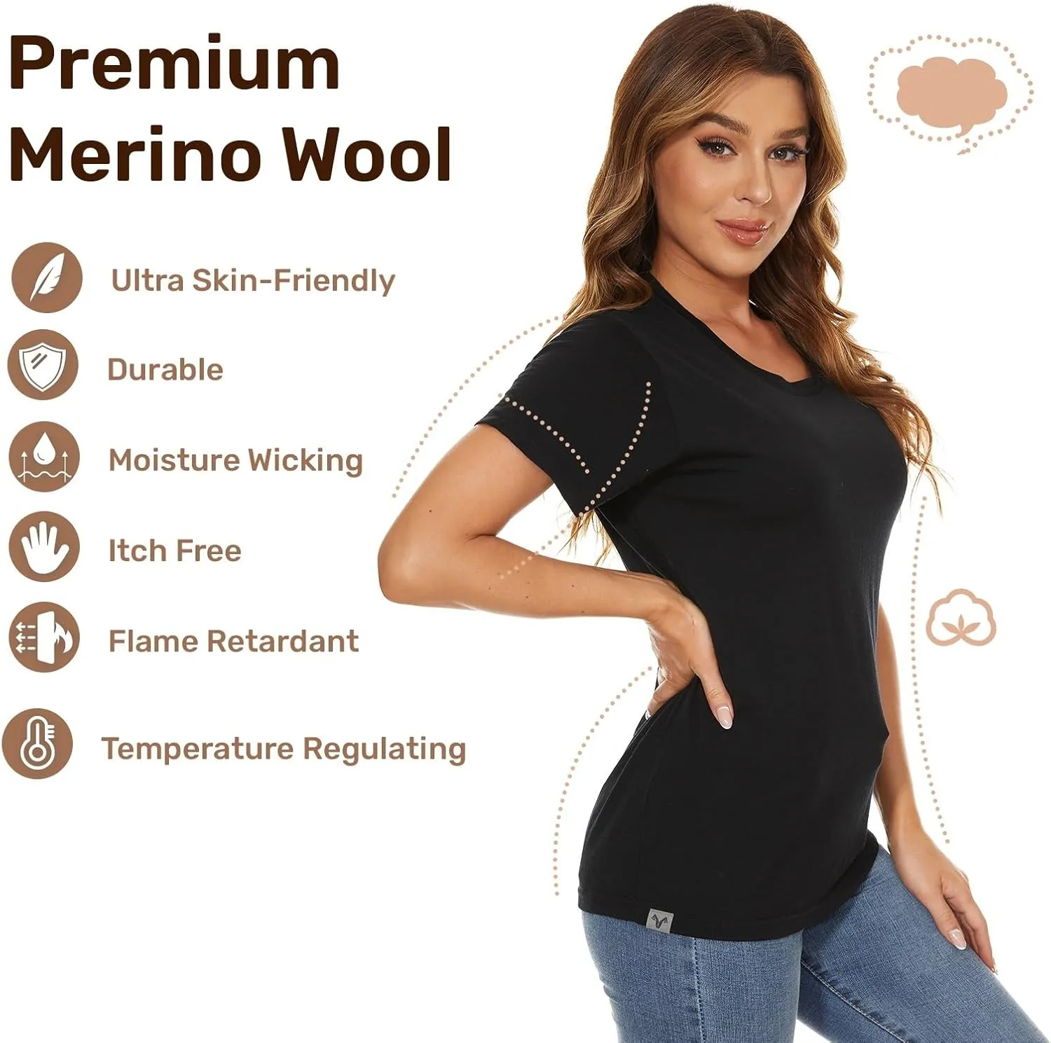 MERINNOVATION Women's Merino Wool T-Shirt Short Sleeve Athletic Tee Wicking Base Layer
