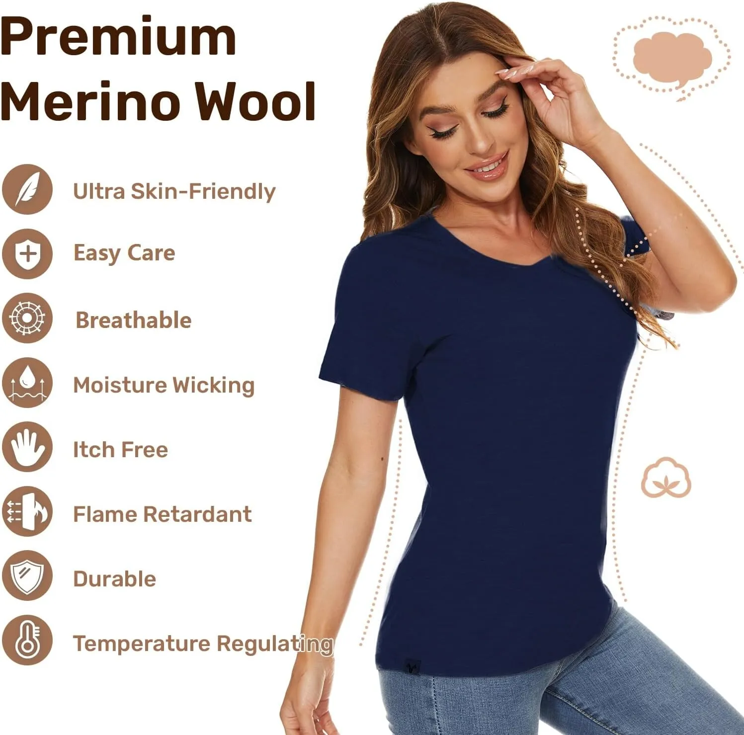 MERINNOVATION Women's Merino Wool T-Shirt Short Sleeve Athletic Tee Wicking Base Layer