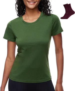 MERINNOVATION Women's Merino Wool T-Shirt Short Sleeve Athletic Tee Wicking Base Layer
