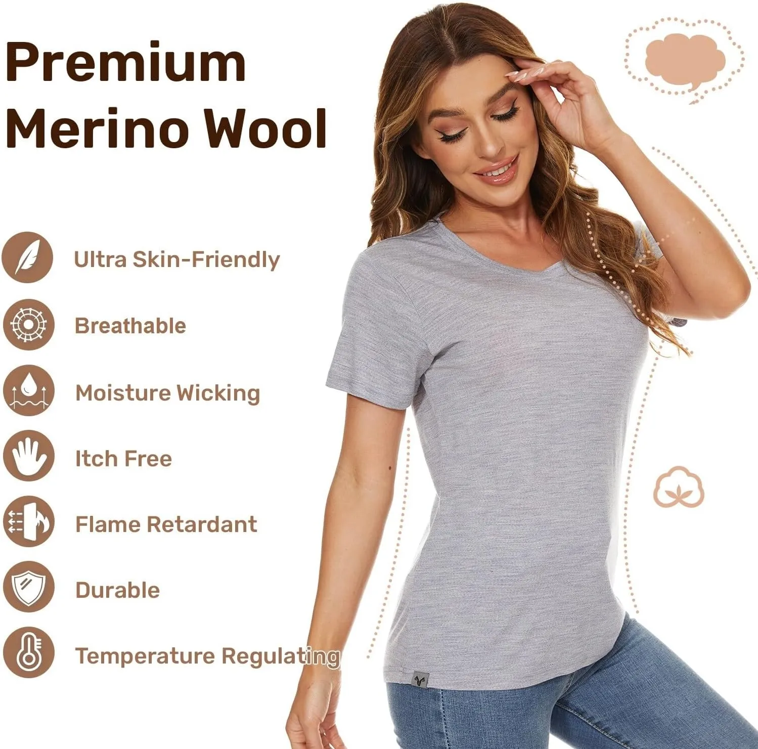 MERINNOVATION Women's Merino Wool T-Shirt Short Sleeve Athletic Tee Wicking Base Layer