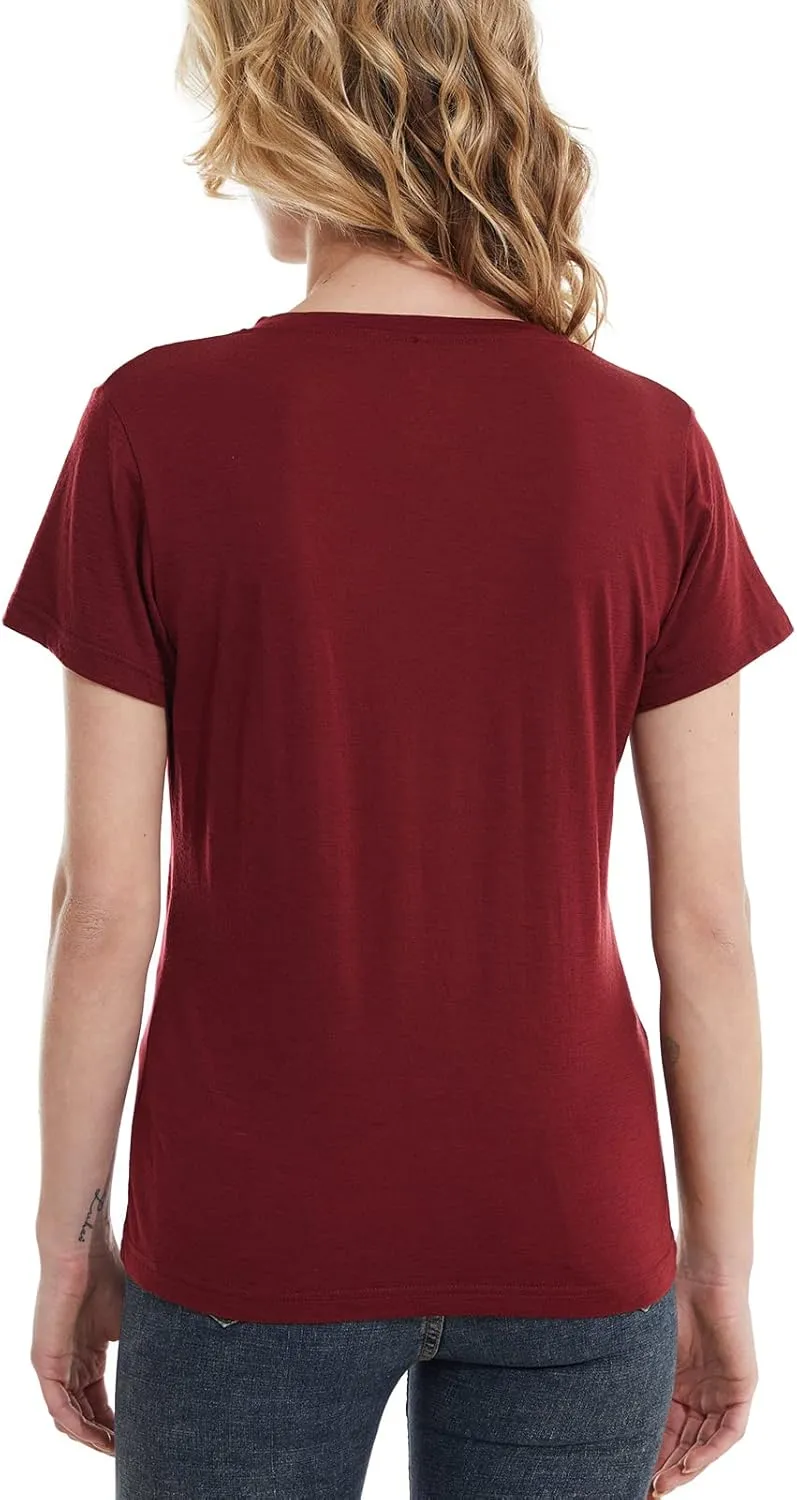 MERINNOVATION Women's Merino Wool T-Shirt Short Sleeve Athletic Tee Wicking Base Layer