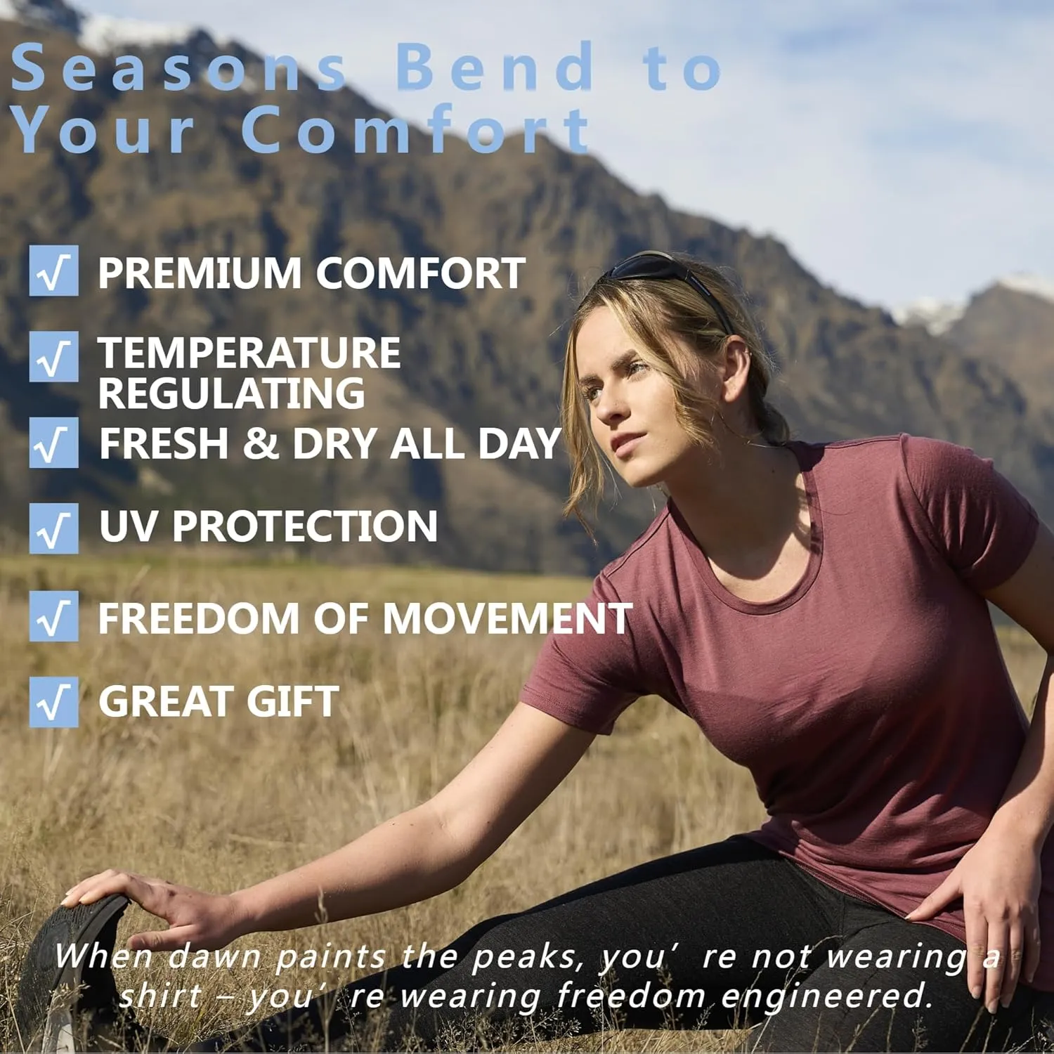 MERINNOVATION Women's Merino Wool T-Shirt Short Sleeve Athletic Tee Wicking Base Layer