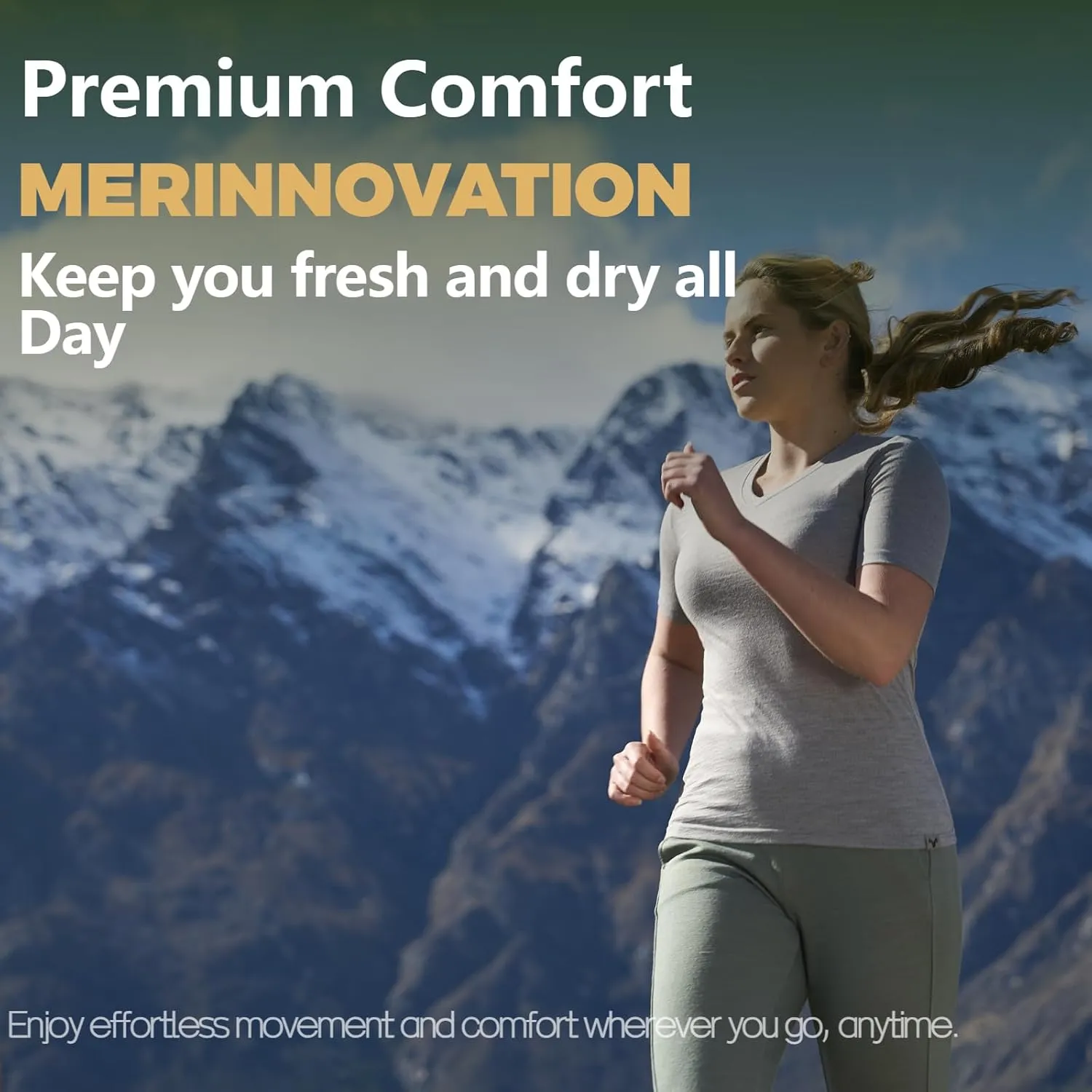 MERINNOVATION Women's Merino Wool T-Shirt Short Sleeve Athletic Tee Wicking Base Layer