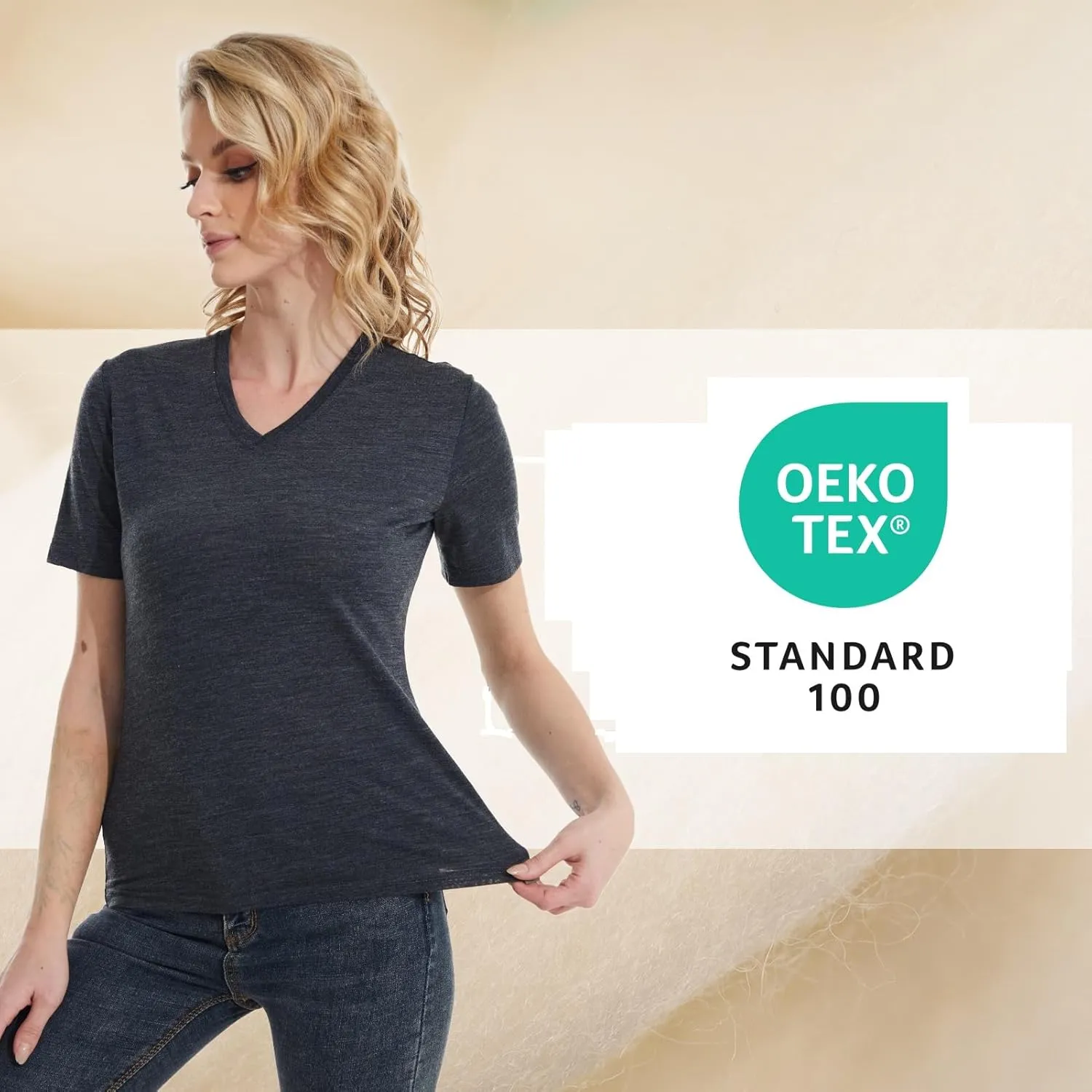 Merino Wool T Shirts for Women V Neck Short Sleeve Athletic Tee Wicking Base Layer
