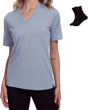 Merino Wool T Shirts for Women V Neck Short Sleeve Athletic Tee Wicking Base Layer