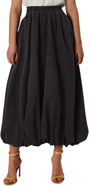 Midi Skirts for Women Flowy High Elastic Waist Tummy Control Loose Solid Color Maxi Skirts for Summer Vacation