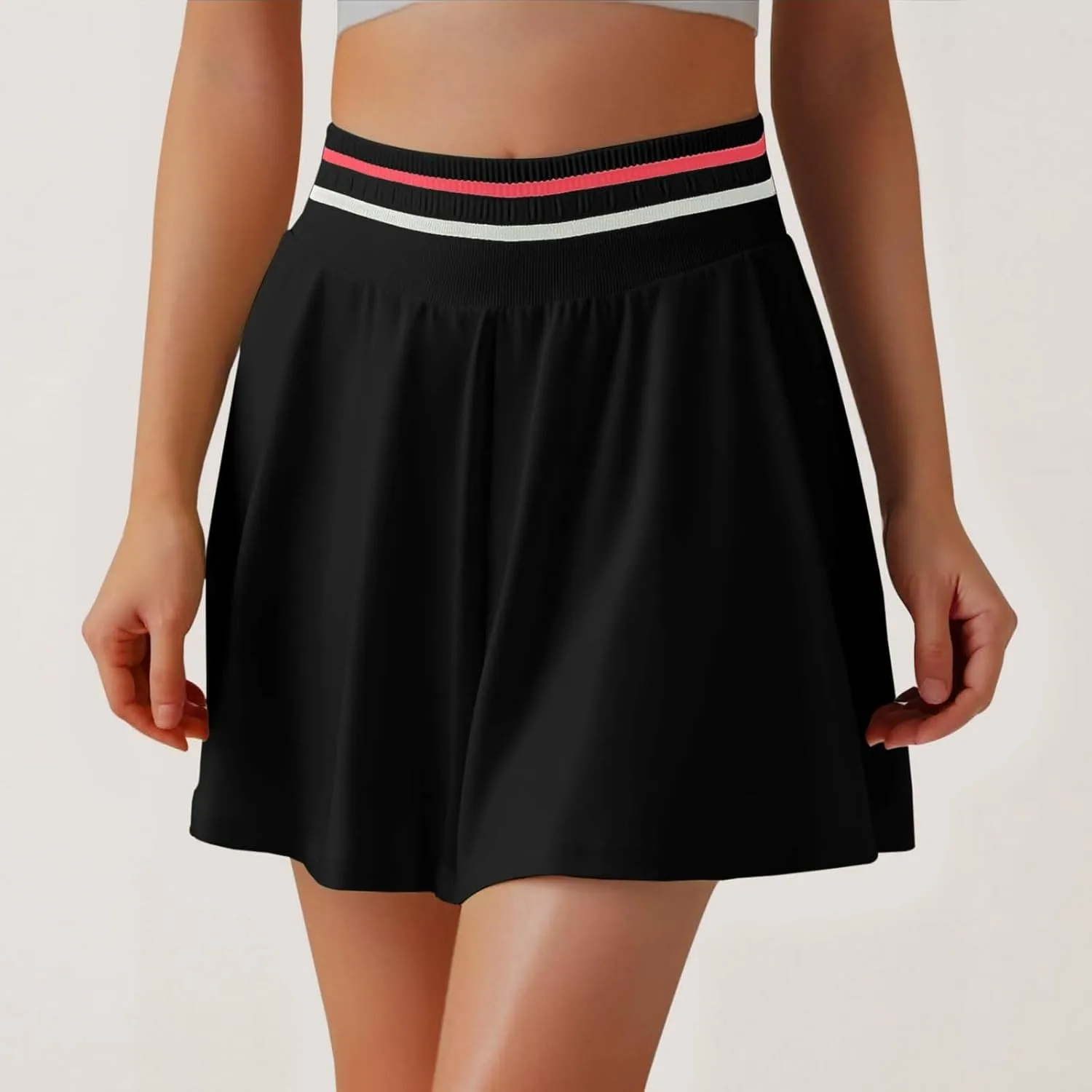 Mini Skirt for Women High Elastic Waist Sports Tummy Control Flowy Yoga Short Skirts for Summer Running Athletic