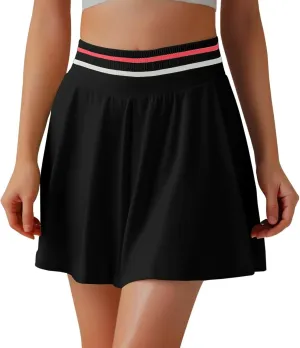 Mini Skirt for Women High Elastic Waist Sports Tummy Control Flowy Yoga Short Skirts for Summer Running Athletic