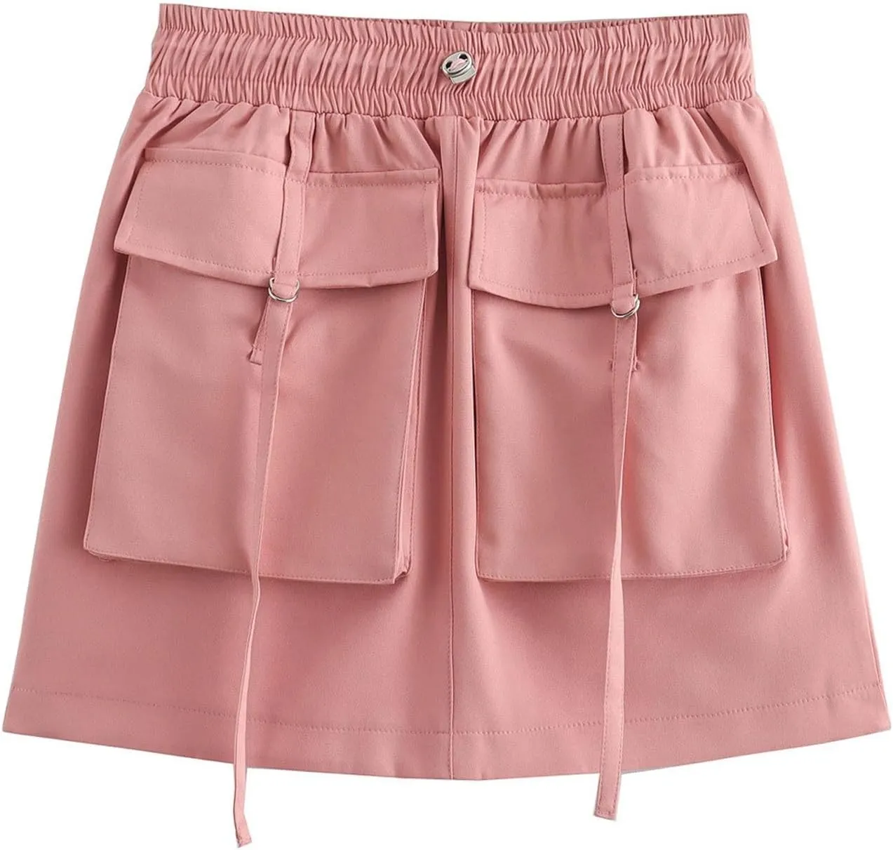 Mini Skirts for Women Cargo High Elastic Waist A-Line Loose Solid Color Workout Cargo Skirts for Summer Vacation