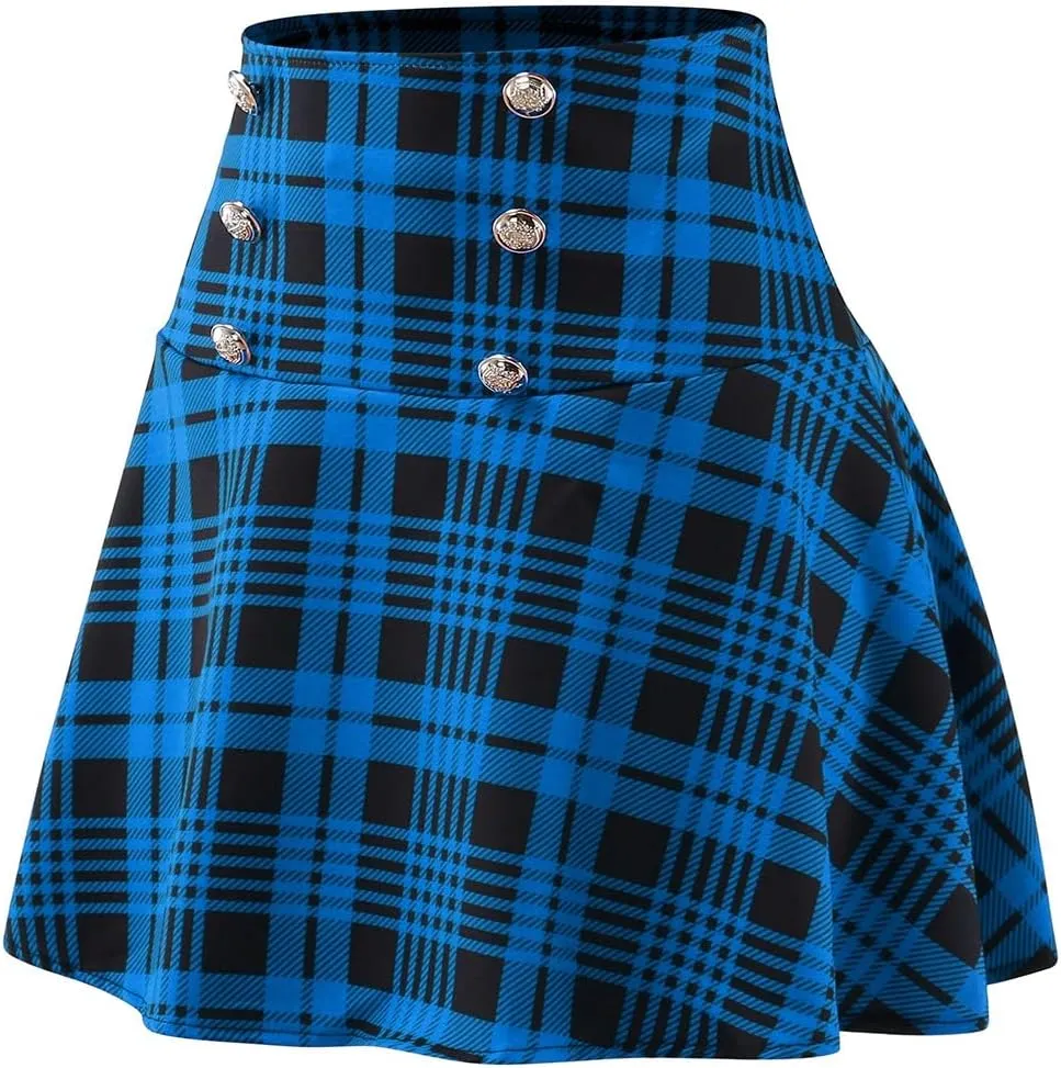 Mini Skirts for Women High Elastic Waist Trendy Fashion Plaid Casual Mini Skirts for Women Trendy Clothes