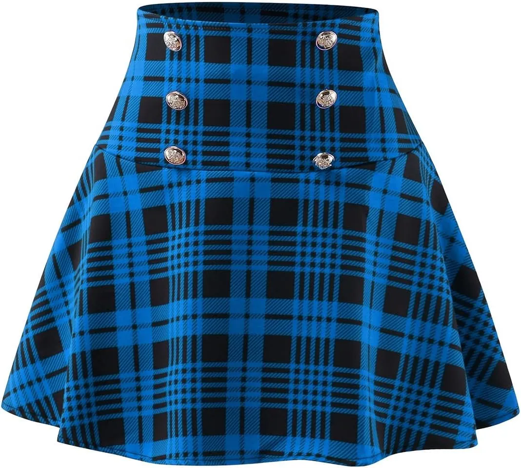 Mini Skirts for Women High Elastic Waist Trendy Fashion Plaid Casual Mini Skirts for Women Trendy Clothes