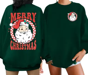 MNLYBABY Merry Christmas Santa Sweatshirt Oversized: Women Christmas Shirt Santa Claus Sweater Christmas Vibes Retro Tops