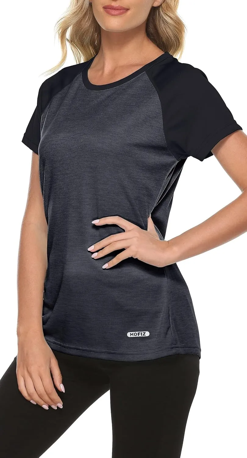 MoFiz Women's Short Sleeve UPF 50  Sun Protection Sports T-Shirt Quick Dry Running Workout Athletic Tee Top
