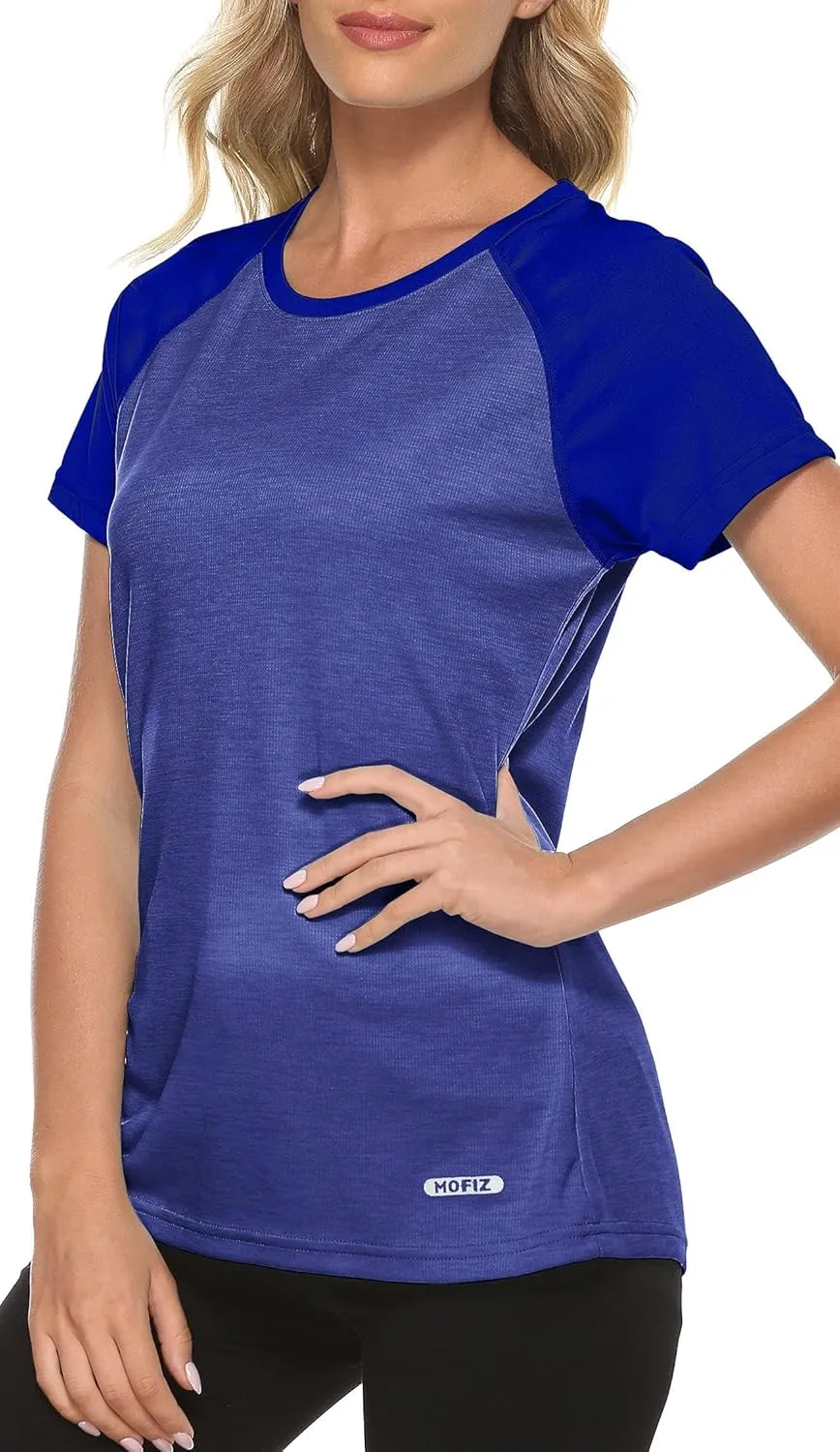 MoFiz Women's Short Sleeve UPF 50  Sun Protection Sports T-Shirt Quick Dry Running Workout Athletic Tee Top