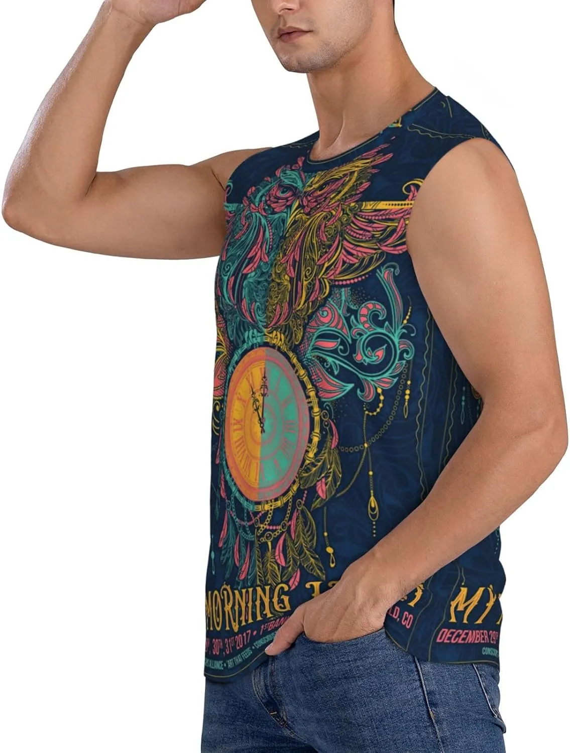 My Music Morning Jacket Men's Quick Dry Workout Tank Tops Sleeveless Moisture Wicking Muscle T-Shirts Breathable Vest