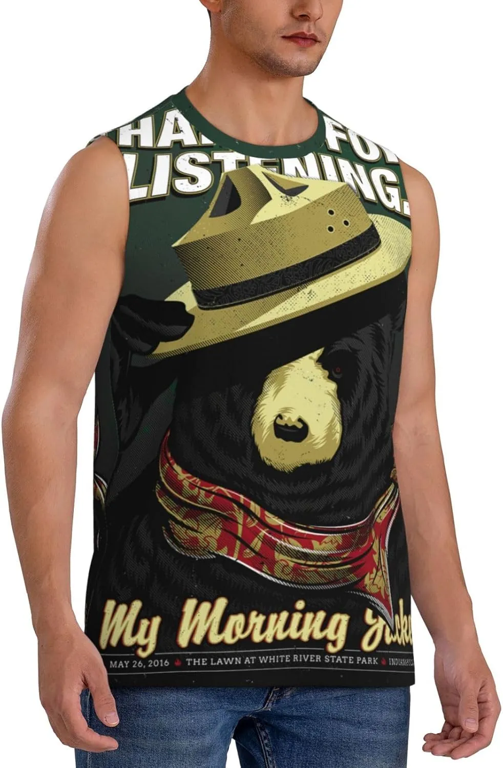 My Music Morning Jacket Men's Quick Dry Workout Tank Tops Sleeveless Moisture Wicking Muscle T-Shirts Breathable Vest